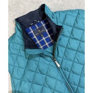 Brooks Brothers Thermore Teal Quilted Diamond-Pattern Vest Men's L Full Zip